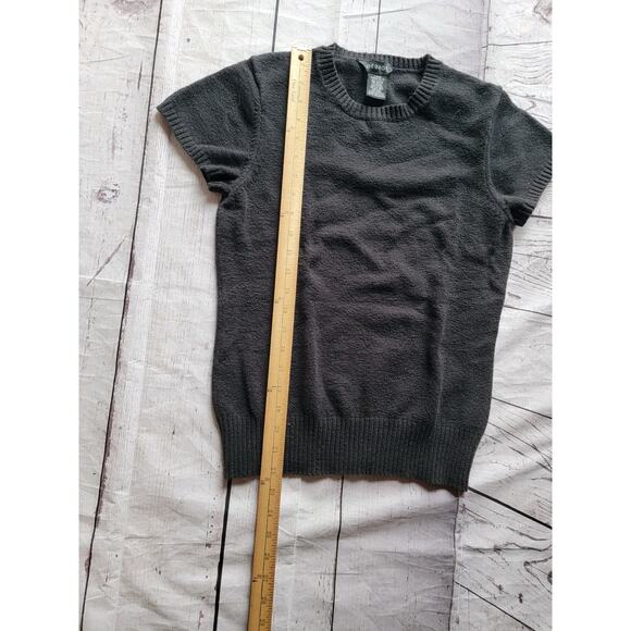 Vintage 80s 90s Black Short Sleeve Sweaters By George Size Medium - Picture 4 of 5
